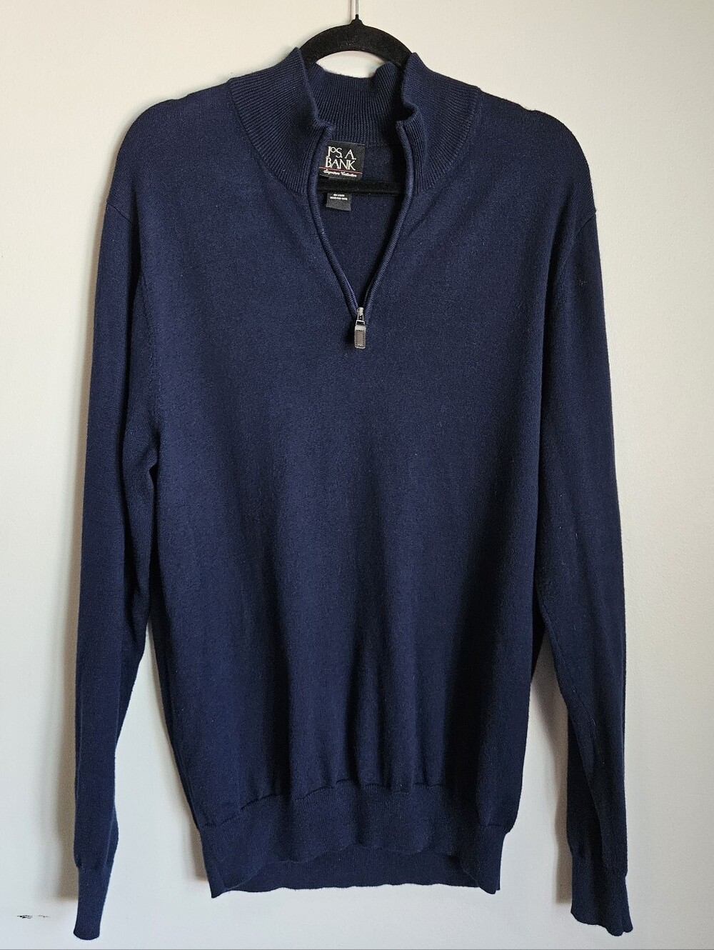 Jos. A. Bank Signature Collection Men's L Navy Pima Cotton Quarter Zip Sweater